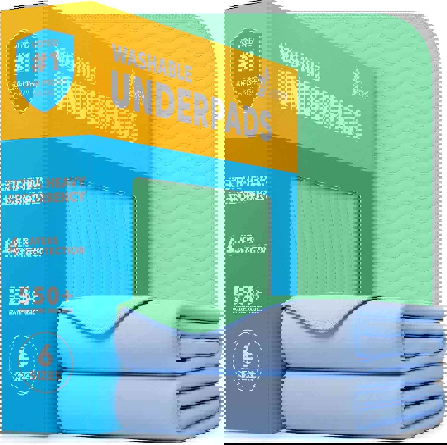 GREEN LIFESTYLE® Washable Underpads - Heavy Absorbency Reusable Bedwetting Incontinence Pads for Kids, Adults, Elderly, and Pets - Toddler Mattress Pads for Bed, Sofa, Floor (Pack of 2 - 48x48)