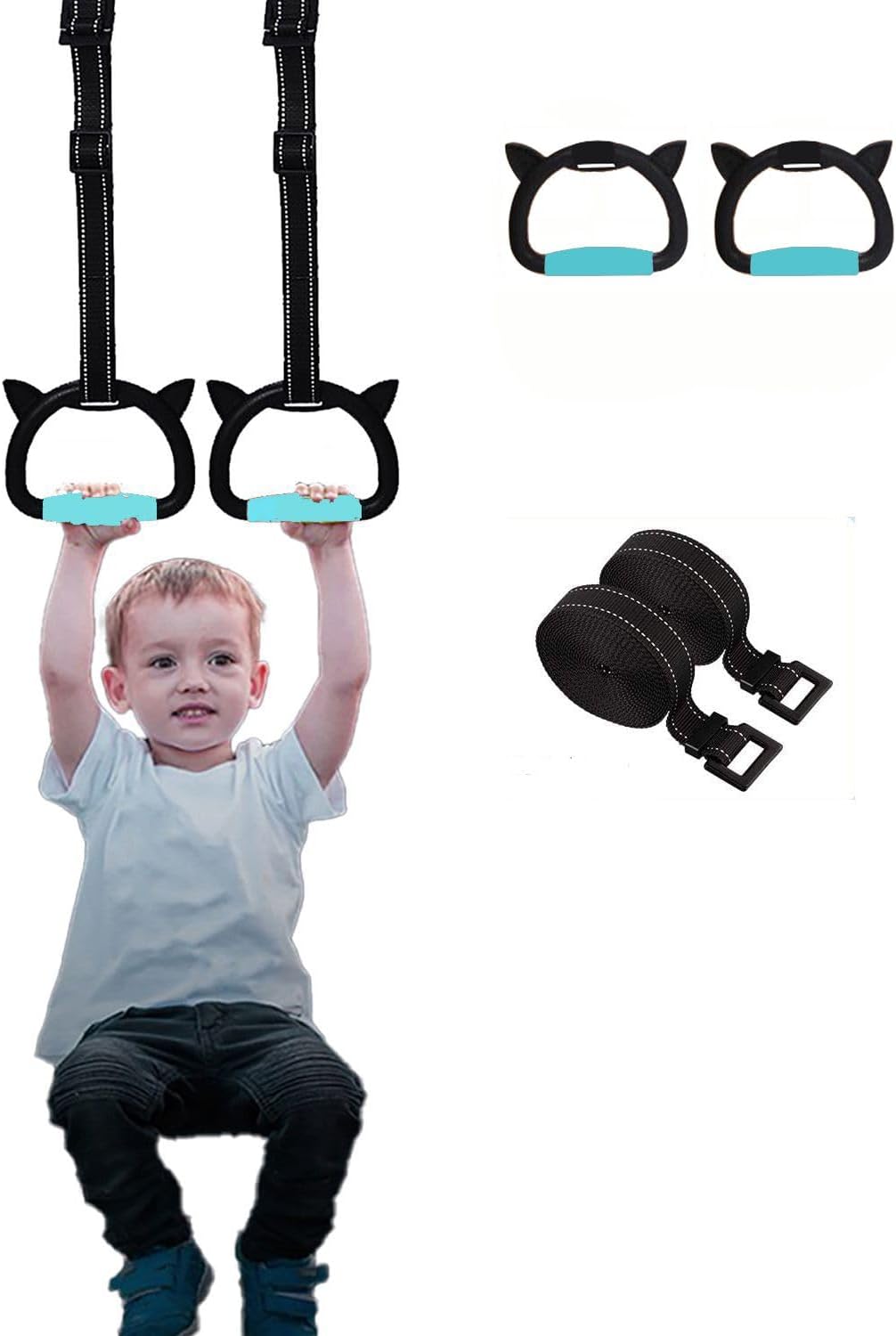 FREHOMEE Professional Gymnastic Rings,Both for Adults and Kids,Support 440lbs/1600lbs,Home Fitness Equipment,Indoor and Outdoor Pull-up Bar for Stretching and Height Increase