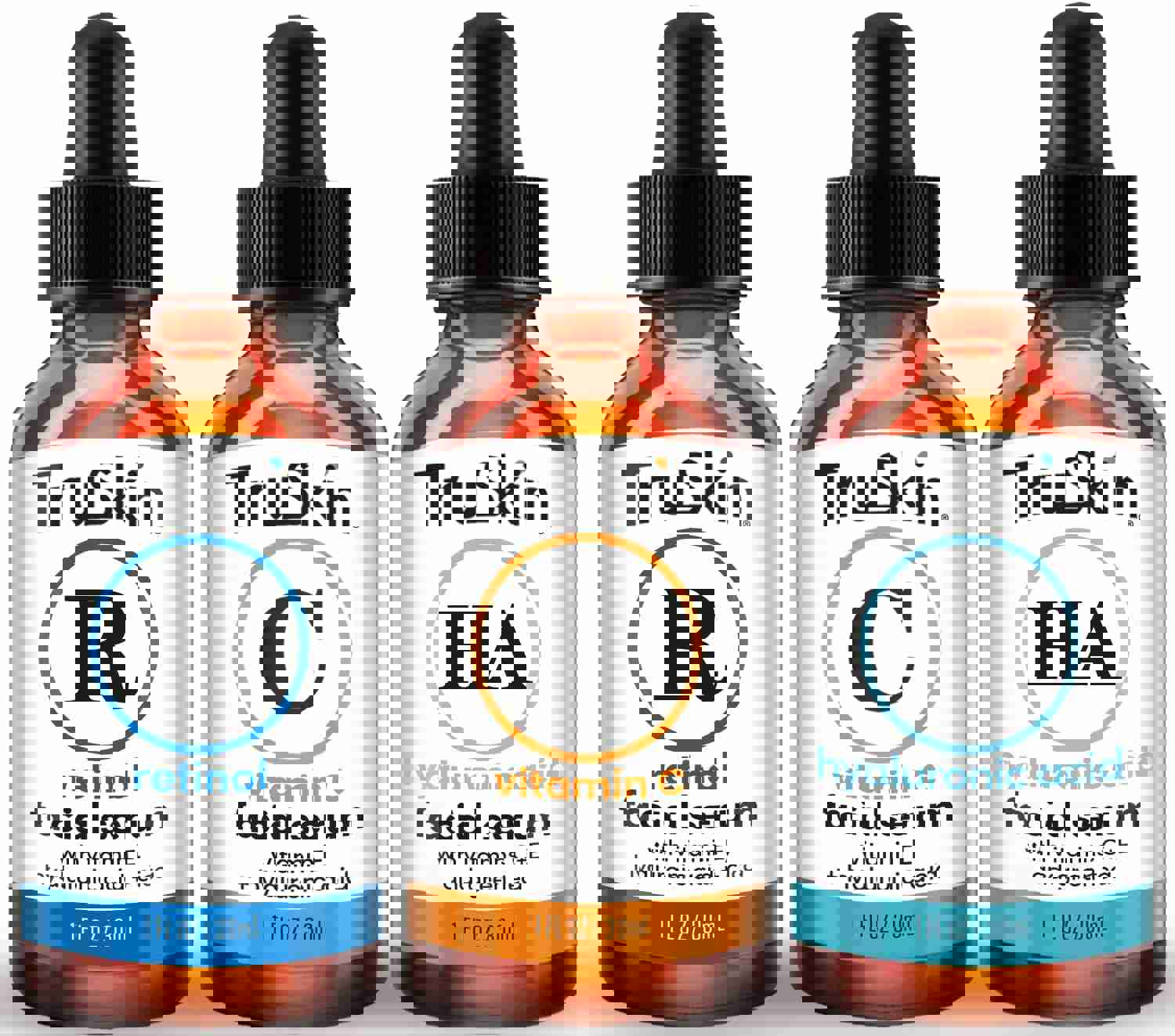 TruSkin Face Serum Trio – Hyaluronic Acid, Vitamin C & Retinol Serum for Face – Anti Aging Skin Care Set for Women – Skincare for Bright, Smooth, Hydrated & Firmer-Looking Skin, 1 fl oz, 3 Bottles
